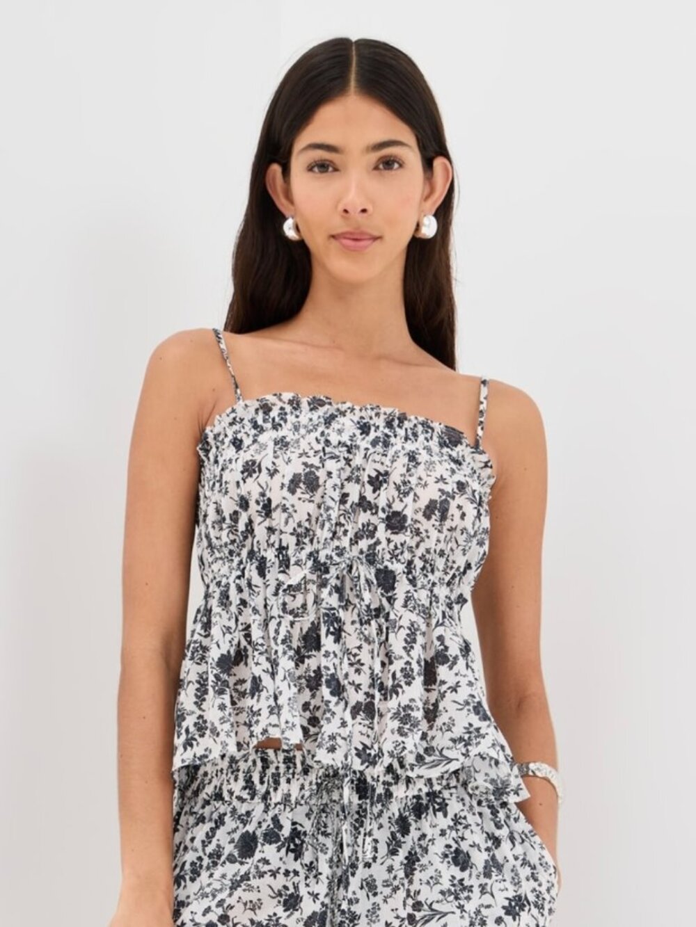 ULLA JOHNSON Cari Empire Waist Top Coverup White Gardenia